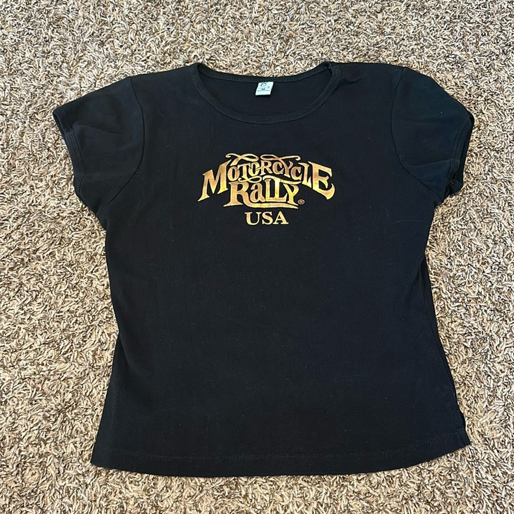Motorcycle rally USA black tee a